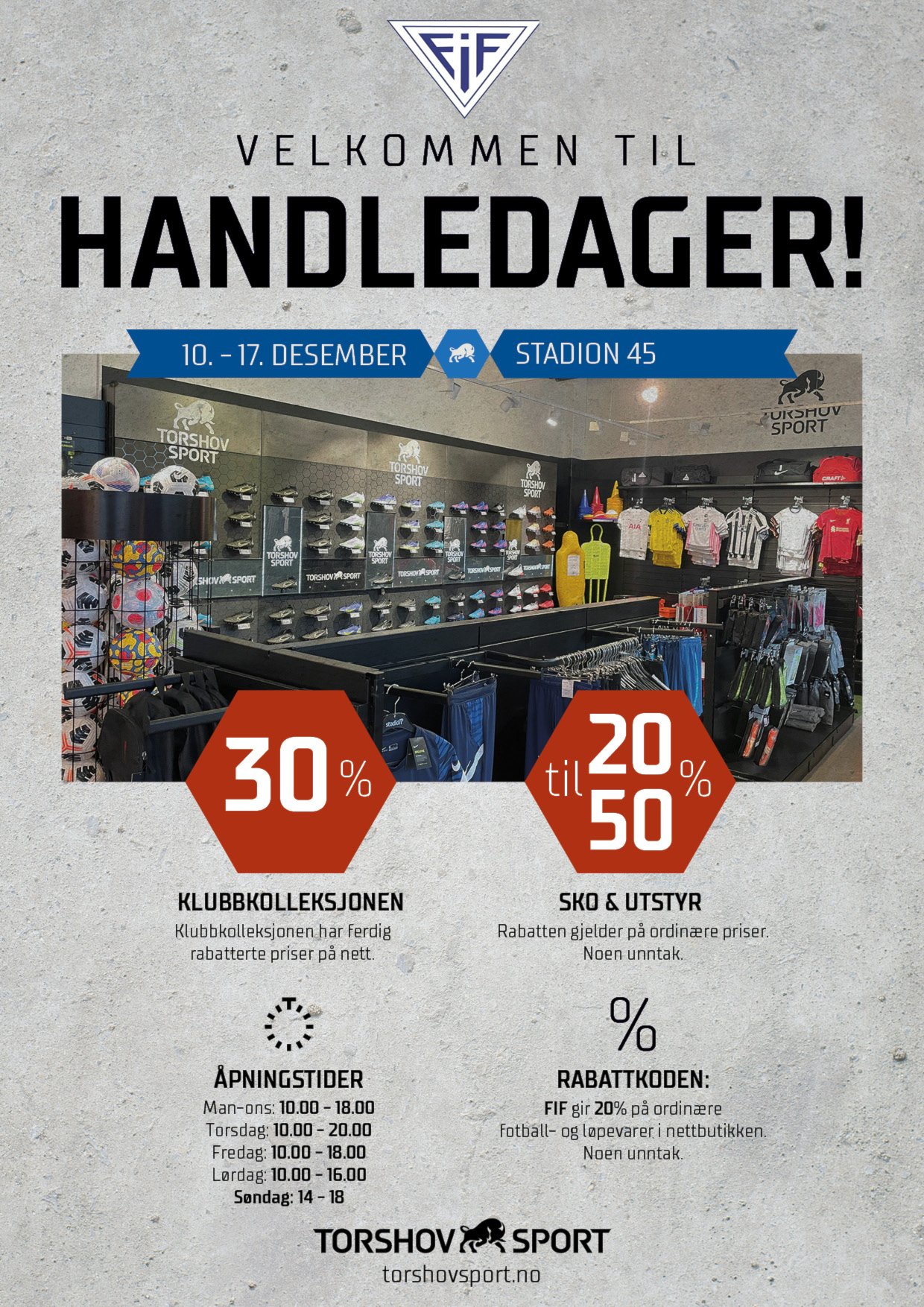 Handledager TORSHOV SPORT 10.-17.desember
